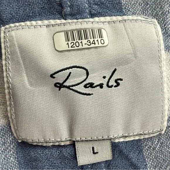 Rails Athena Periwinkle Check wrap blouse size large - Picture 7 of 8